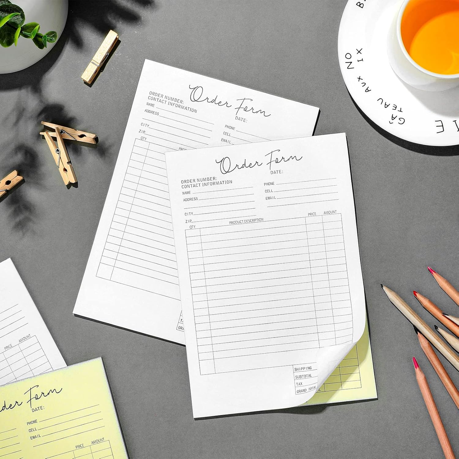 Spakon 4-Pack Carbonless Order Forms Books – 5.5 x 8.5 Inch Duplicate Receipt Pads for Small Businesses, Bakeries, & Contractors (25 Sets per Book)