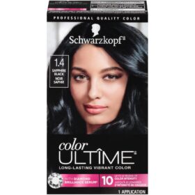 Schwarzkopf Color Ultime 1.4 Sapphire Black Permanent Hair Dye – Diamond Brilliance Serum for Fade-Resistant Color & Gray Coverage (All Hair Textures)