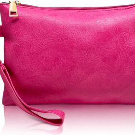 K.E.J. Women's Premium Leatherette Clutch Wallet – Compact Wristlet Purse with Zipper Closure for Daily Essentials