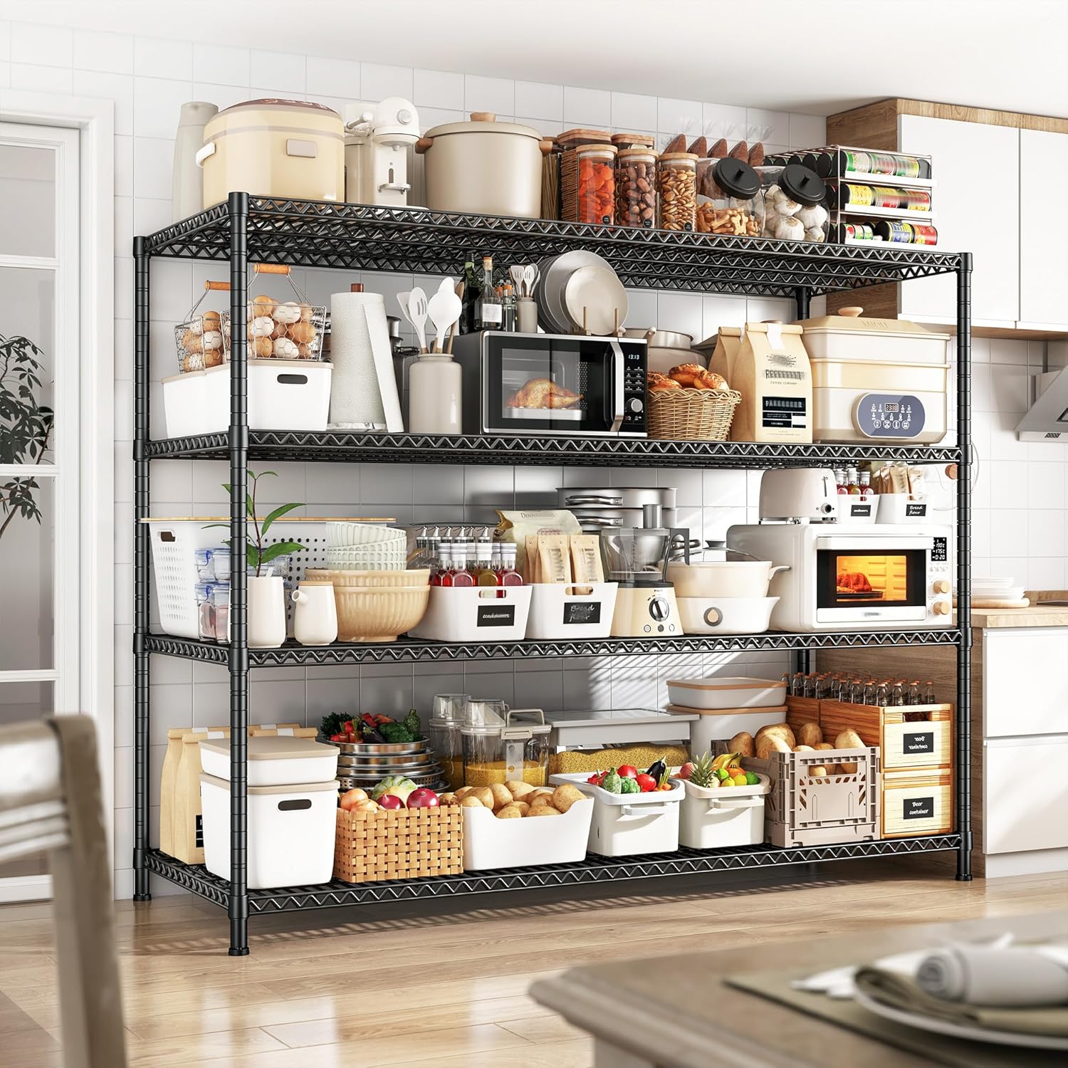 68-Inch Wide Heavy Duty Wire Shelving Unit - 2500 lbs Capacity Adjustable Steel Storage Rack for Garage, Kitchen, Pantry, and Warehouse (68.1" W x 20.9" D x 70.9" H)