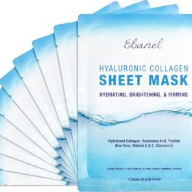 Ebanel 10-Pack Collagen Face Masks – Hyaluronic Acid & Vitamin C for Anti-Aging, Hydrating & Brightening Korean Skincare Sheet Masks