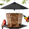 JEALOEUR Outdoor Wild Bird Feeder - Large Capacity 2.2 lb Hanging Seed Station with Weatherproof Hexagonal Roof, Easy Fill & Clean Design for Garden & Backyard Birding
