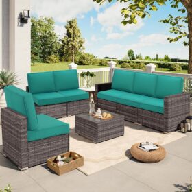 24" x 24" Deep Seating Cushion Set - 5" Thick Tufted Outdoor Patio Sofa Cushions with Back Pillow (24" x 18")