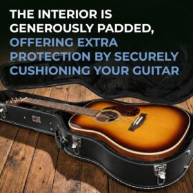 Gearlux Deluxe Dreadnought Acoustic Guitar Hardshell Case with Chrome Hardware & Storage Compartment