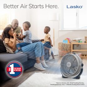 Lasko 3300 20-Inch Wind Machine Air Circulator Fan with 3 High-Velocity Speeds, Gray