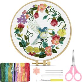 TINDTOP Hummingbird Embroidery Kit for Beginners & Adults – Complete DIY Cross Stitch Set with Hoop, Thread, Needles & Instructions