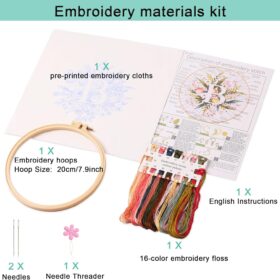 REEWISLY Letter B Embroidery Starter Kit – Complete DIY Cross Stitch Set with Pattern, Hoop, Thread & Instructions