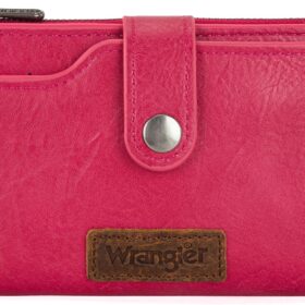 Wrangler Authentic Women's Bifold Wallet with RFID Blocking, Zipper Coin Pocket, and Clear ID Window – Slim & Functional Card Holder