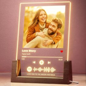 Personalized Spotify Song Plaque with Photo - Custom Acrylic Picture Frame Light, Unique Anniversary Birthday Valentines Day Gift for Boyfriend Girlfriend Couple