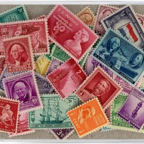 American Coin Treasures 40-Piece Vintage U.S. Postage Stamp Collection - Authentic Mint State from 1910s-1940s with COA