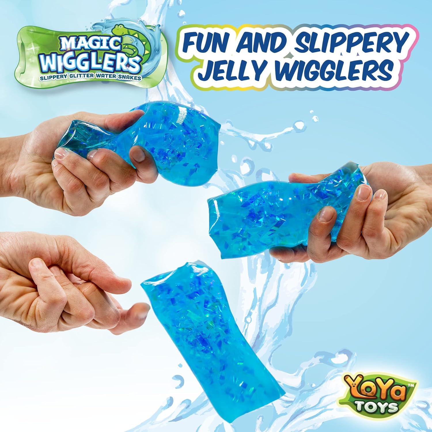 YoYa Toys Magic Wigglers – 4-Pack Slippery Water Snake Fidget Toys, Sensory Stress Relief & Jiggly Jelly Novelty Gifts for Kids & Adults