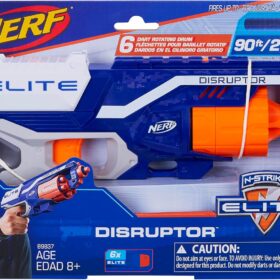 NERF N-Strike Elite Disruptor Blaster with Slam Fire & Rotating 6-Dart Drum - Includes 6 Official Elite Darts