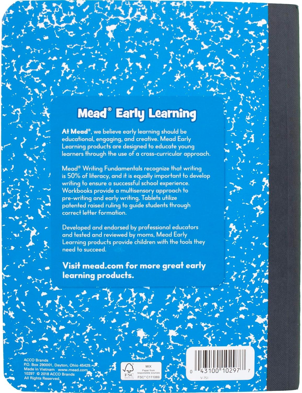 Mead Primary Composition Notebook - Grades K-2 Creative Journal with 100 Sheets (Half Picture Space, Half Primary Ruled) - 7.5" x 9.75" - Colors May Vary