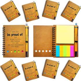 2026 Employee Appreciation Gift Set – 10 Pack Inspirational Spiral Journals with Sticky Notes & Bamboo Pens – Bulk Thank You Gifts for Teachers, Nurses, Volunteers & Coworkers