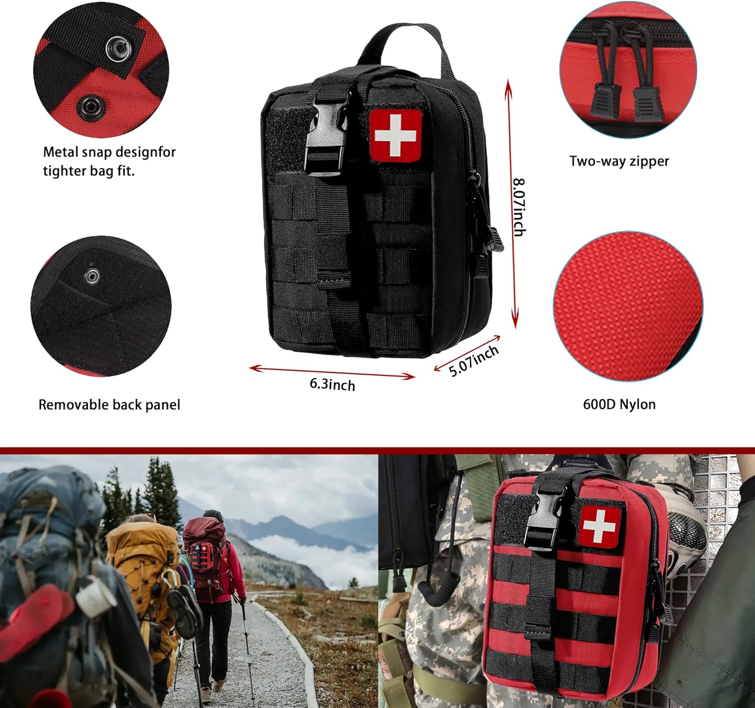 Universal IFAK Trauma Kit - 203-Piece MOLLE Medical First Aid Pouch for Survival, Camping, Hiking & Home Emergencies