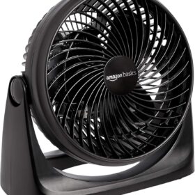 Amazon Basics 11-Inch Portable Air Circulator Fan – 3-Speed Electric Fan for Bedroom, Home & Office Desk with 90° Tilt Head, 35W (Black)