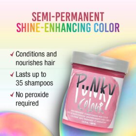 Punky Cotton Candy Semi-Permanent Hair Color 3.5oz - Vegan, Conditioning Pastel Pink Dye (Lasts Up to 35 Washes)