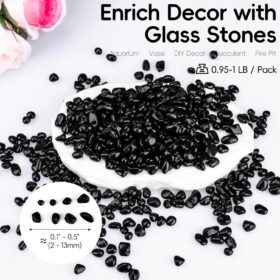 Meschett 1 LB Rainbow Glass Gravel - Polished Irregular Aquarium Stones & Colorful Sea Glass Beads for Fish Tank Decoration, Vase Fillers, and Garden Accents