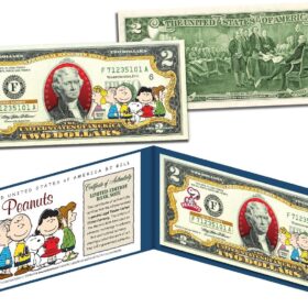 PEANUTS Original Gang Uncirculated $2 Bill with Charlie Brown & Snoopy - Collectible Currency in Premium Display Holder with Certificate