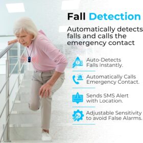 SecuLife Medical Alert System for Seniors - 2026 GPS Fall Detection Pendant, 2-Way Emergency SOS Button, Waterproof Wearable Necklace with Real-Time Tracking