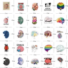 64 PCS Aesthetic Brain Vinyl Stickers - Waterproof PVC Decals for Laptops, Water Bottles, & Skateboards - Unique Kids Party Favors & School Rewards