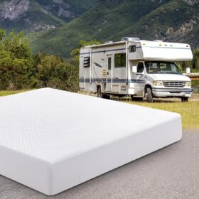 10 Inch Short Queen RV Mattress – Green Tea Cooling Gel Memory Foam, Fiberglass-Free, Medium Firm Support for Camper, Trailer & Truck (60" x 75")