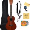 Kala MK-C Makala Concert Ukulele Bundle – Mahogany Starter Kit with Gig Bag, Clip-On Tuner, Aquila Strings, Strap, Polishing Cloth, Austin Bazaar DVD & Online Lessons