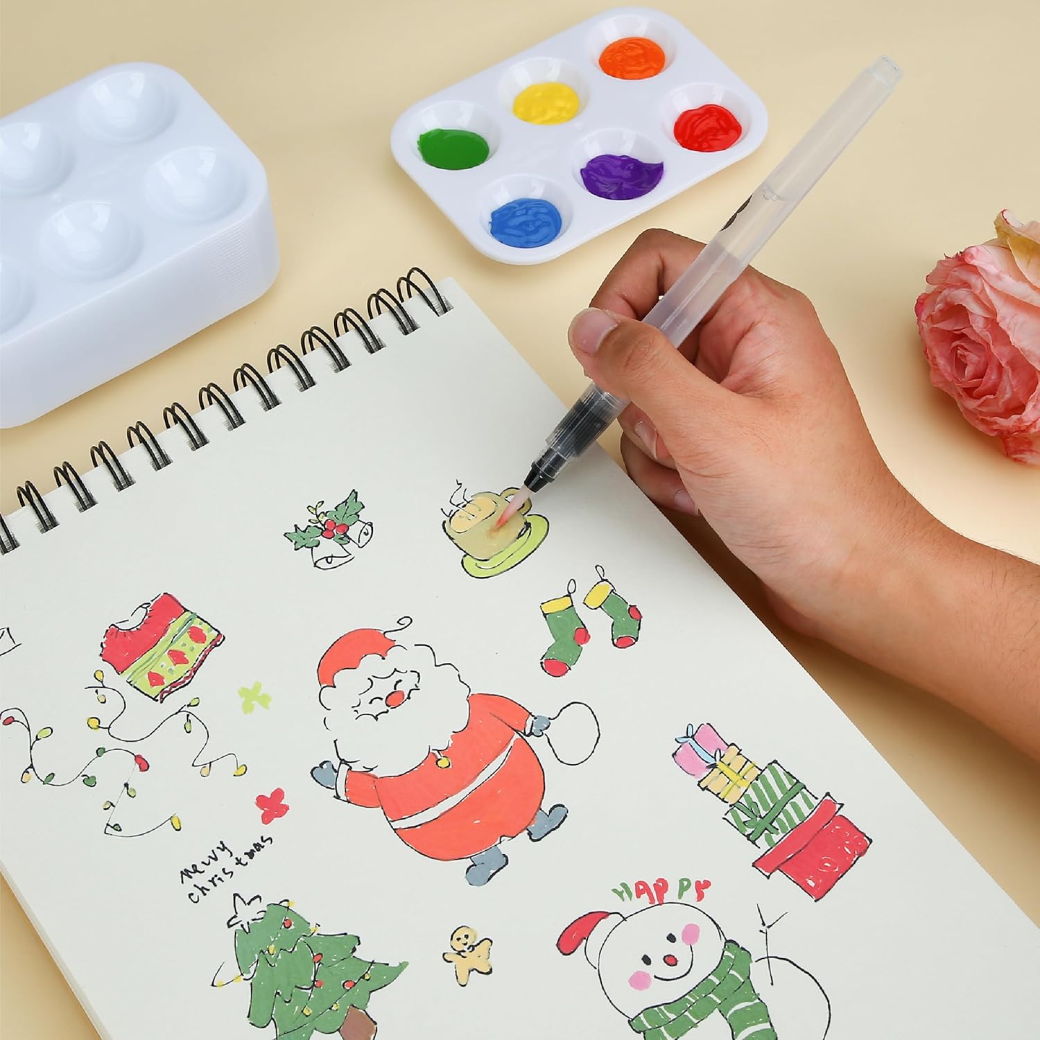 Mr. Pen Plastic Paint Palettes (30 Pack) – 6-Well White Rectangular Artist Trays for Kids, School, Art Class, and DIY Crafts