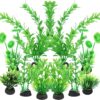 AQUANEAT 10-Pack Artificial Aquarium Plants – Soft Plastic Fish Tank Decor with Ceramic Bases for Freshwater & Saltwater