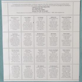 Legends of the West Complete Sheet of 20 Stamps (Scott 2869) - USPS 29 Cent Commemorative Pane with Corrected Bill Pickett