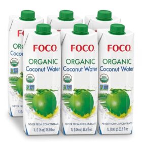 FOCO Organic Coconut Water, 33.8 Fl Oz (Pack of 6) – Pure, Non-GMO Hydration