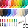 60 Yards Bulk #5 Nylon Coil Zipper Tape by the Roll – 20 Assorted Colors & 200 Metal Slider Replacement Pulls for DIY Sewing, Crafts, Clothes & Bag Making