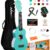 ADM 21 Inch Soprano Ukulele Beginner Kit - Mint Green Hawaiian Wood Starter Pack with Gig Bag, Tuner, Strap, Free Online Lessons & Accessories