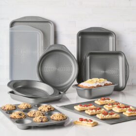 Circulon Total 10-Piece Nonstick Bakeware Set – Includes Cake Pans, Cookie Sheets, Muffin Pan & Loaf Pan – Premium Gray Kitchen Baking Collection