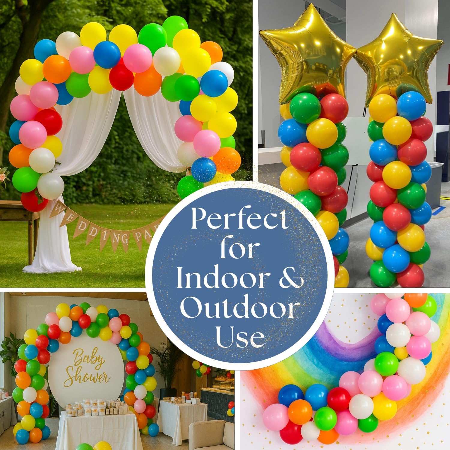 Monty 1000-Pack Assorted Latex Balloons – 7 Inch Rainbow Party Decorations for Weddings, Birthdays, Baby Showers & Events
