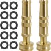 Biswing Heavy-Duty Brass Hose Nozzle (2-Pack) – 4-Inch High Pressure Twist Garden Sprayer for Washing Cars, Watering Plants & Cleaning