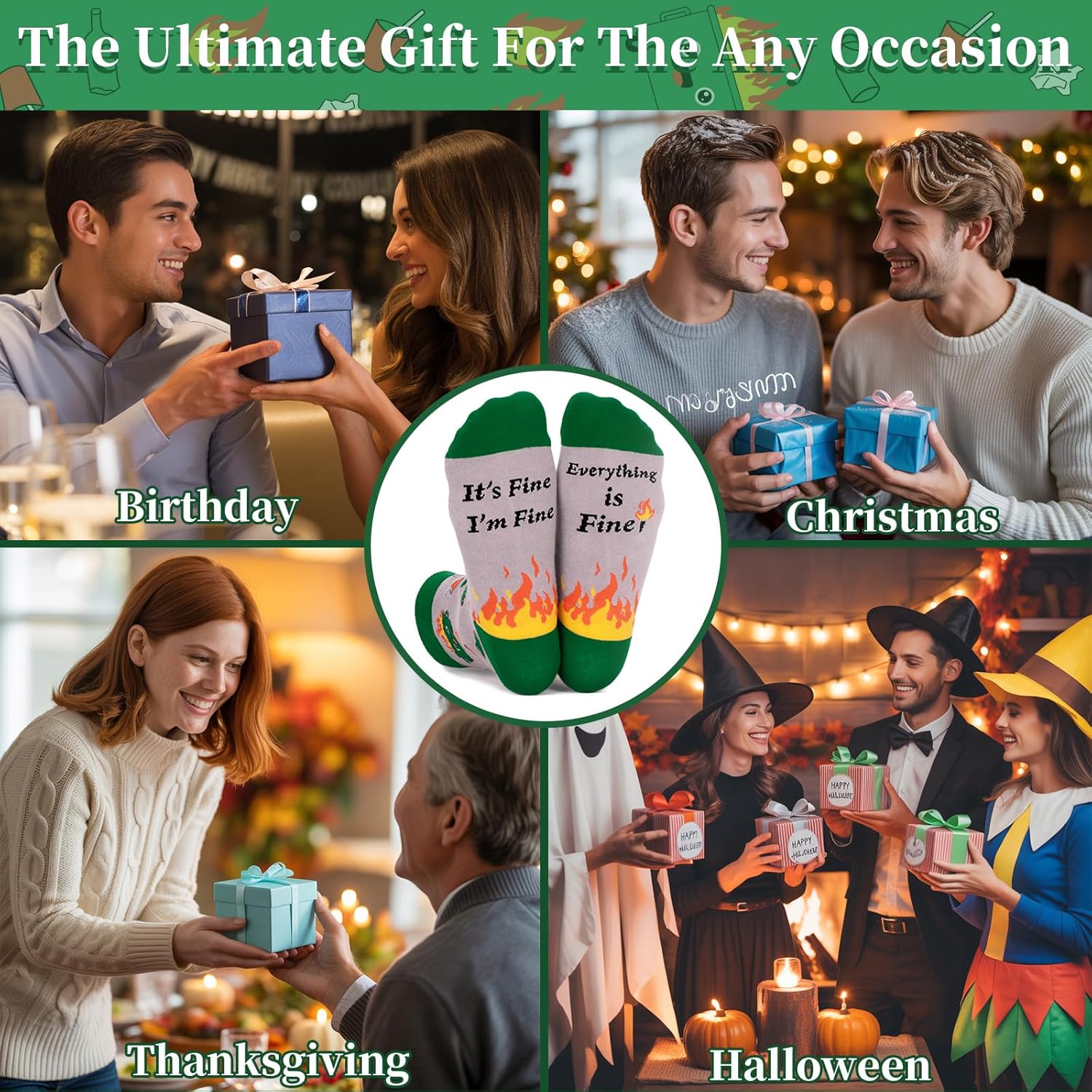 Dalycro Funny Dumpster Fire Socks – Humorous Novelty Crew Socks for Men, Unique Birthday Gag Gift Idea for Coworkers, Friends & Family