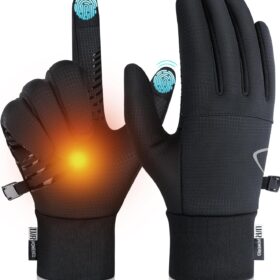 Benirap Thermal Touchscreen Gloves for Men & Women - Windproof, Non-Slip Running & Cycling Gloves with Sensitive Screen Compatibility (Black)