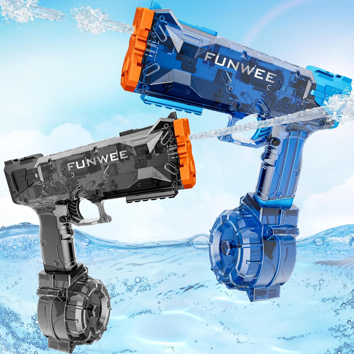 Funwee 2-Pack Electric Water Guns for Kids & Adults – Automatic High-Power Squirt Guns with Rechargeable Batteries, 400+ Capacity & 28ft Range – Ultimate Outdoor Summer Toys for Pool & Backyard Battles