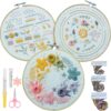 Complete 3-Piece Embroidery Starter Kit for Adults & Beginners – Learn 22 Stitches with Patterns, Hoops, Thread, & Tools