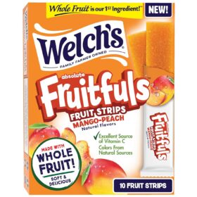Welch's Absolute Fruitfuls Fruit Strips, Mango Peach - 100% Whole Fruit Snacks, Vegan, Non-GMO, 0.5oz Pouches (Pack of 10)