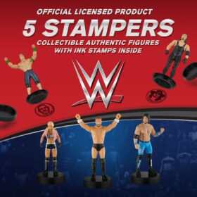 WWE Superstar Stampers Set of 5 – Self-Inking Action Figures for Crafts, Party Decor, and Cake Toppers – Featuring The Undertaker, John Cena, Daniel Bryan, and AJ Styles