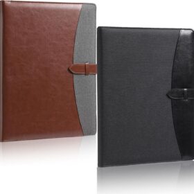 Eersida Leather Padfolio Binder - 2 Pack A4/Letter Size 3-Ring Portfolio Organizer with Clipboard - Professional Business Document Folder for Men & Women (Black & Brown)