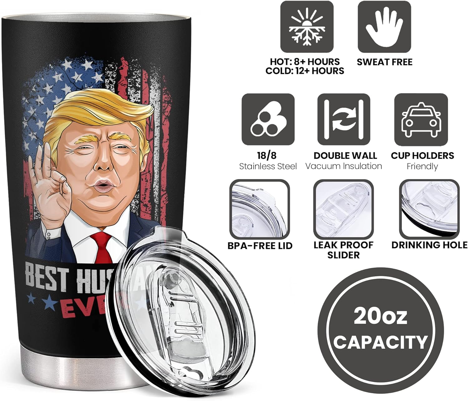 Mocosweeties 20oz Funny Tumbler Gifts for Husband - Stainless Steel Insulated Travel Mug with Lid - Romantic Birthday, Anniversary, Wedding, Christmas Present Ideas for Him from Wife