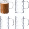 Unbreakable Clear Coffee Mugs Set of 4 – 16 Oz Reusable Plastic Drinking Cups with Handles – Dishwasher Safe Tumblers for Home, Kitchen, Patio, and RV