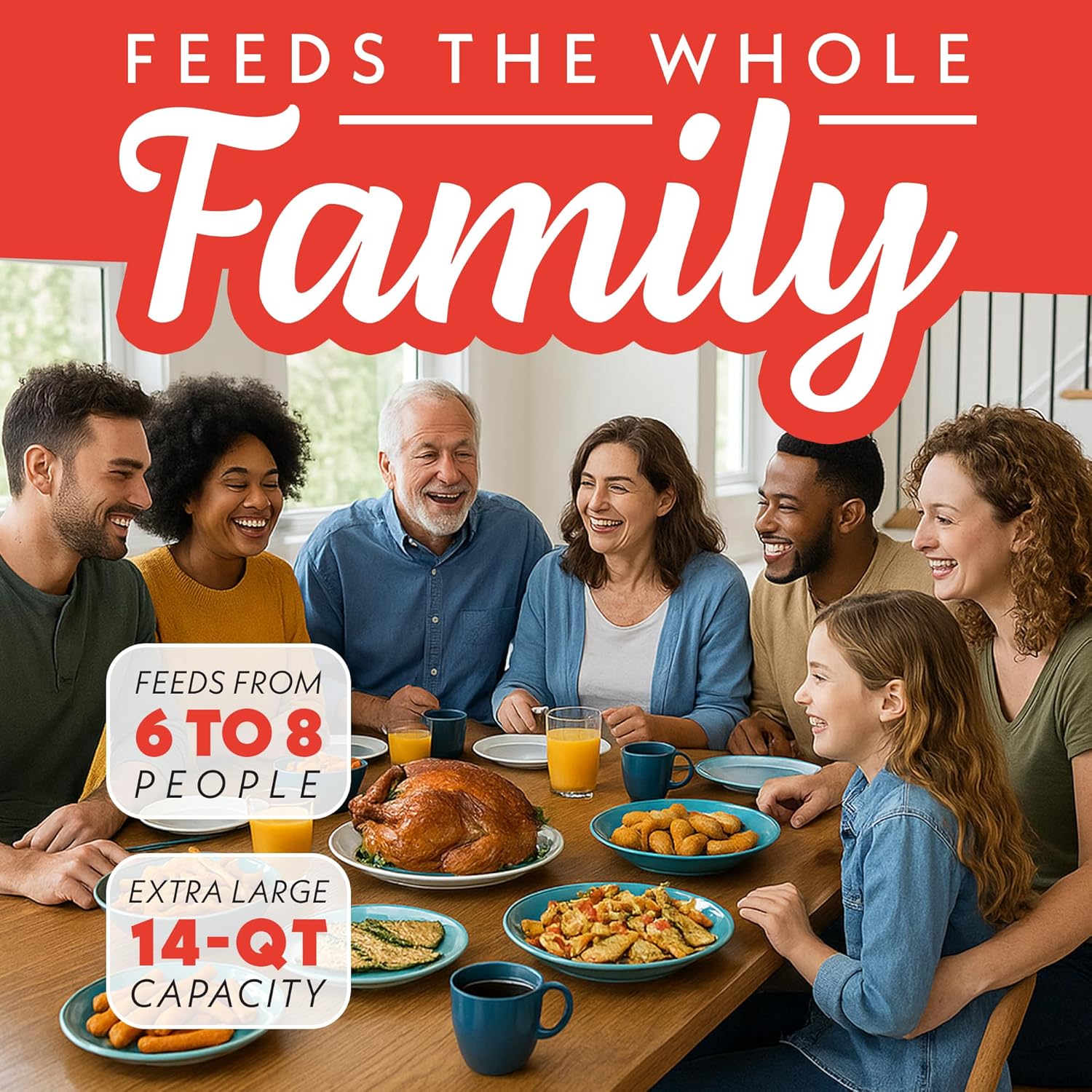 Gourmia 14-Qt Digital Air Fryer Oven with Rotisserie & Dehydrator - 12 Presets, 1750W, Black