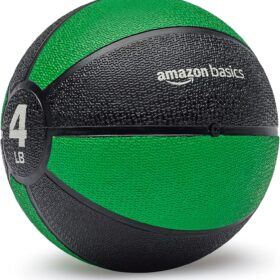 Amazon Basics 4 lb Weighted Medicine Ball – Textured Rubber for Core Strength, Balance, and Coordination