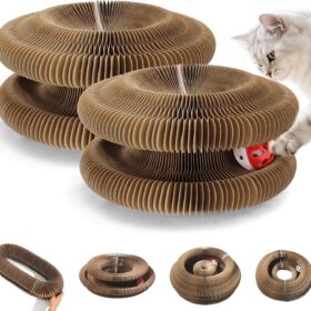 Kitty Kurlz Magic Twist Cat Toy – 2-Pack Foldable Infinity Scratcher & Track with Ball – Eco-Friendly Cardboard Lounge for Kittens – Furniture Saver & Interactive Play