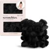Kitsch Satin Hair Scrunchies – No Crease, Frizz-Free Hair Ties for Women & Girls (5-Pack, Black)