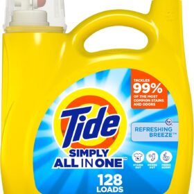Tide Simply All-In-One Liquid Laundry Detergent, Refreshing Breeze, 168 fl oz Bottle (128 Loads)